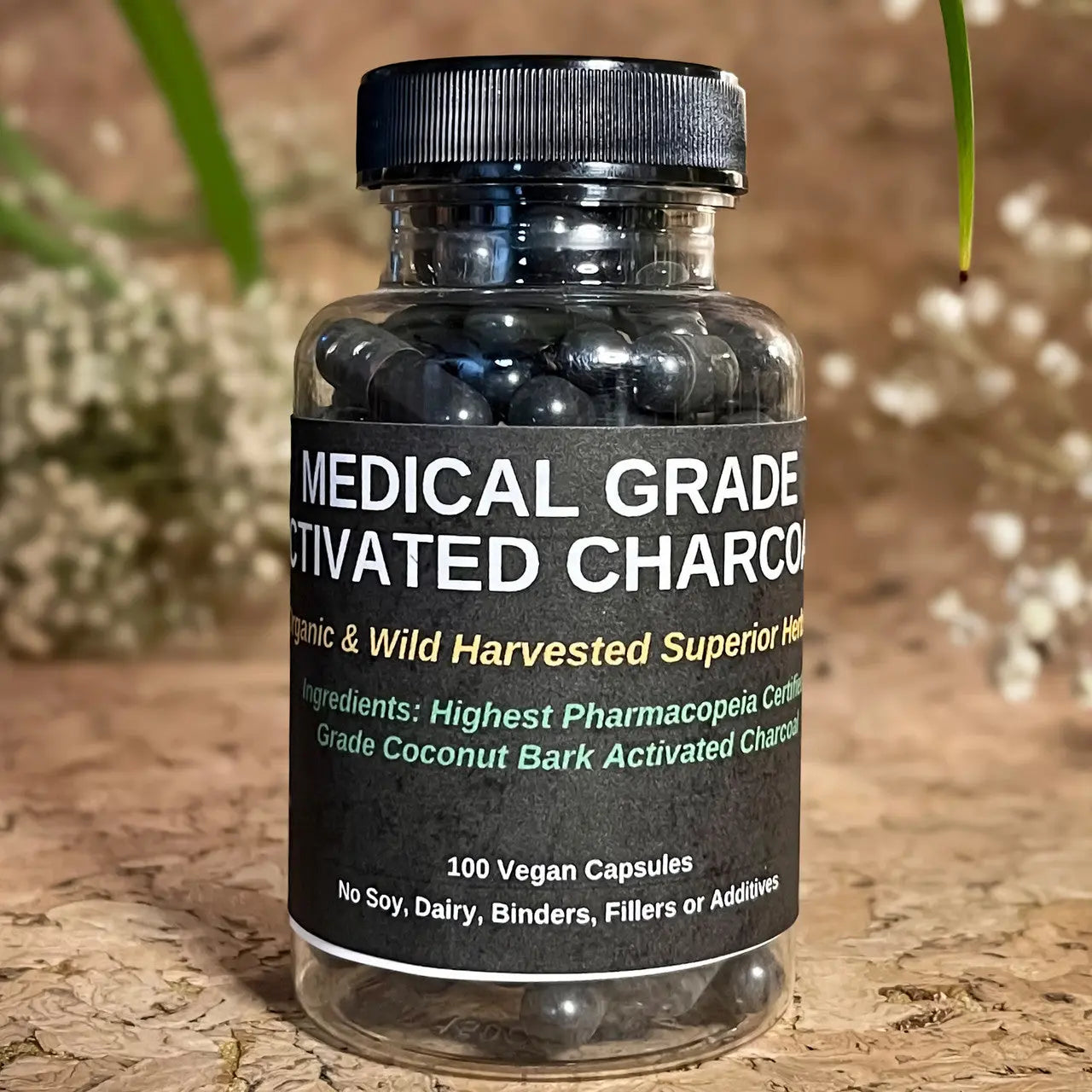TBE Herbs Total Body Enhancement Herbs Activated Charcoal Medical Grade - 100 Vegan Capsules