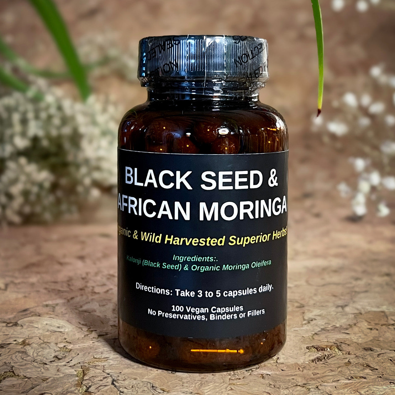 TBE Herbs Black Seed and African Moringa - 100 Vegan Capsules