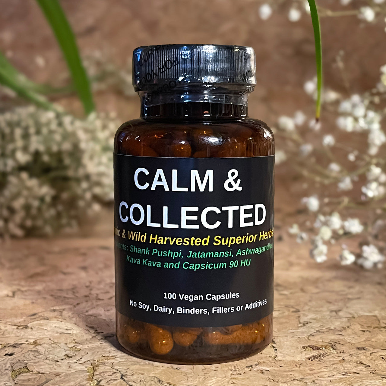 TBE Herbs Calm and Collected 100 Vegan Capsules - Mood Uplifting Formula