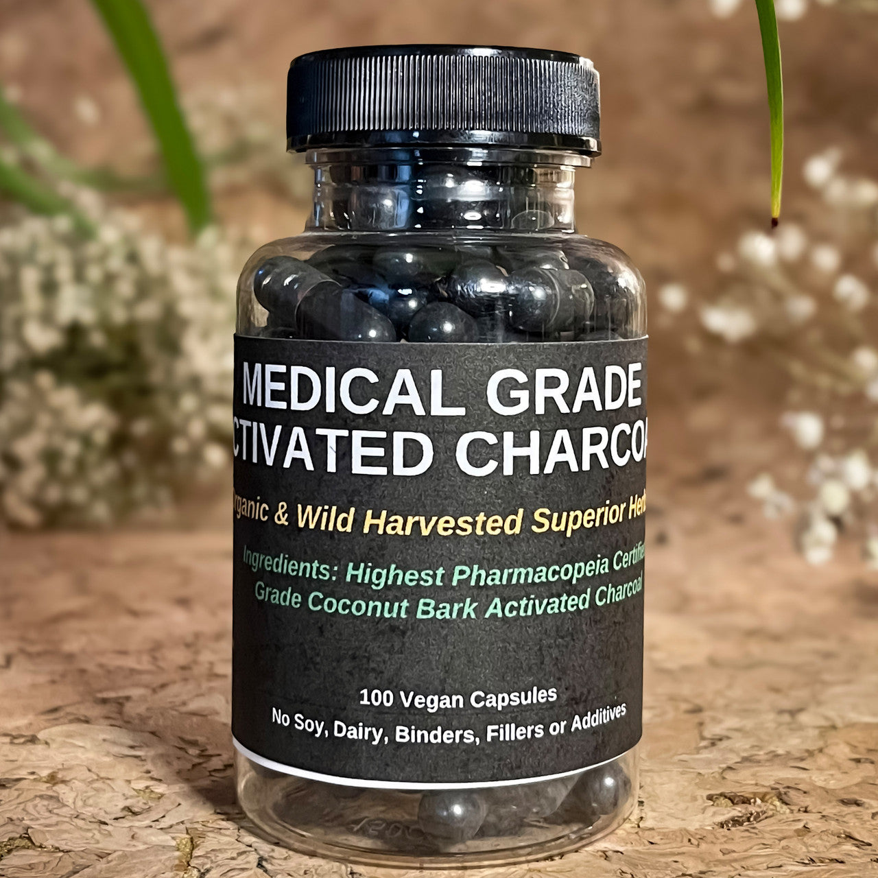 TBE Herbs Total Body Enhancement Herbs Activated Charcoal Medical Grade - 100 Vegan Capsules