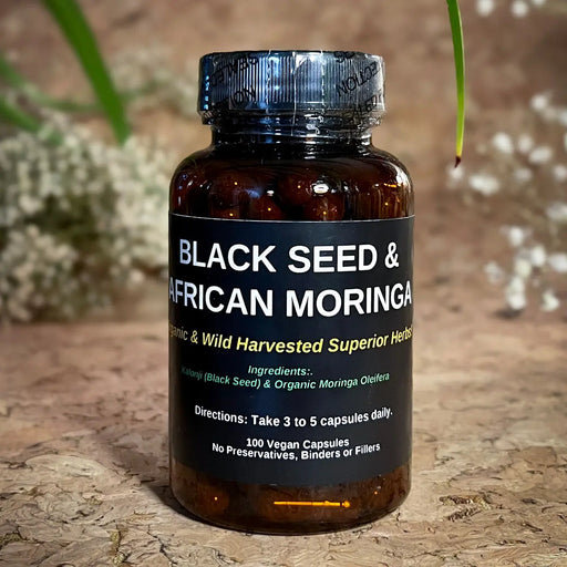 TBE Herbs Black Seed and African Moringa - 100 Vegan Capsules