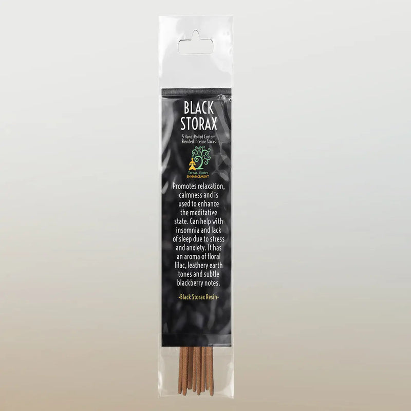 TBE Herbs Total Body Enhancement Herbs - Black Storax Resin Incense Sticks 5 handmade blended sticks