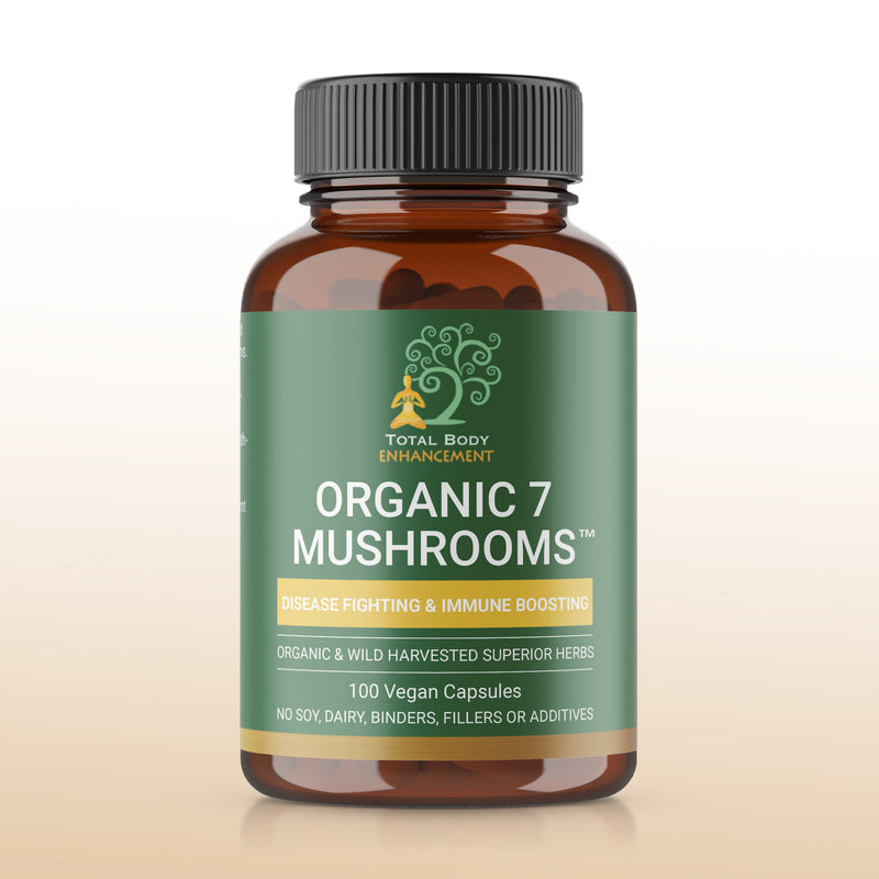Organic 7 Mushrooms Vegan Capsules | TBE Herbs Total Body Enhancement Herbs 