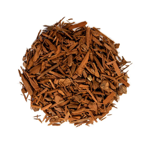 Yohimbe Bark herbal supplement in natural shavings, known for supporting energy and vitality.