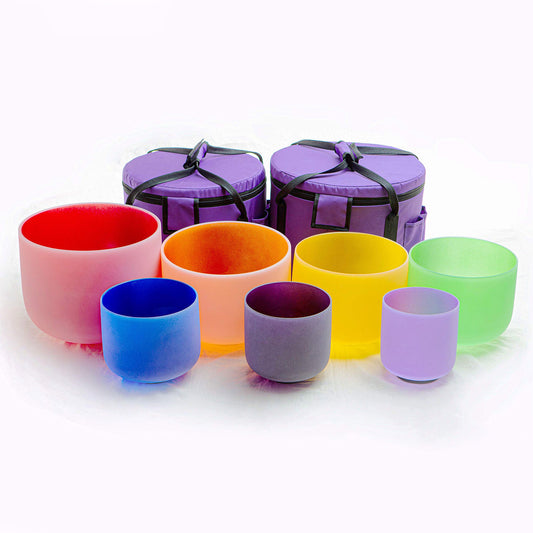 TBE Herbs Total Body Enhancement Herbs - Crystal Singing Bowl - Chakra Color Frosted Set